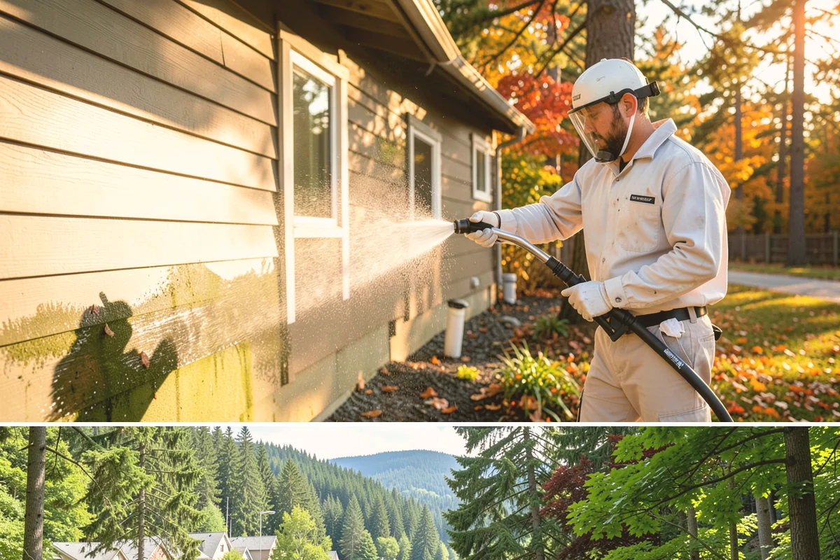 Roof Lichen Removal in Lake Forest Park, King County, WA - Treat lichen during dry summer weather so extended dwell treatments are not diluted by rain.