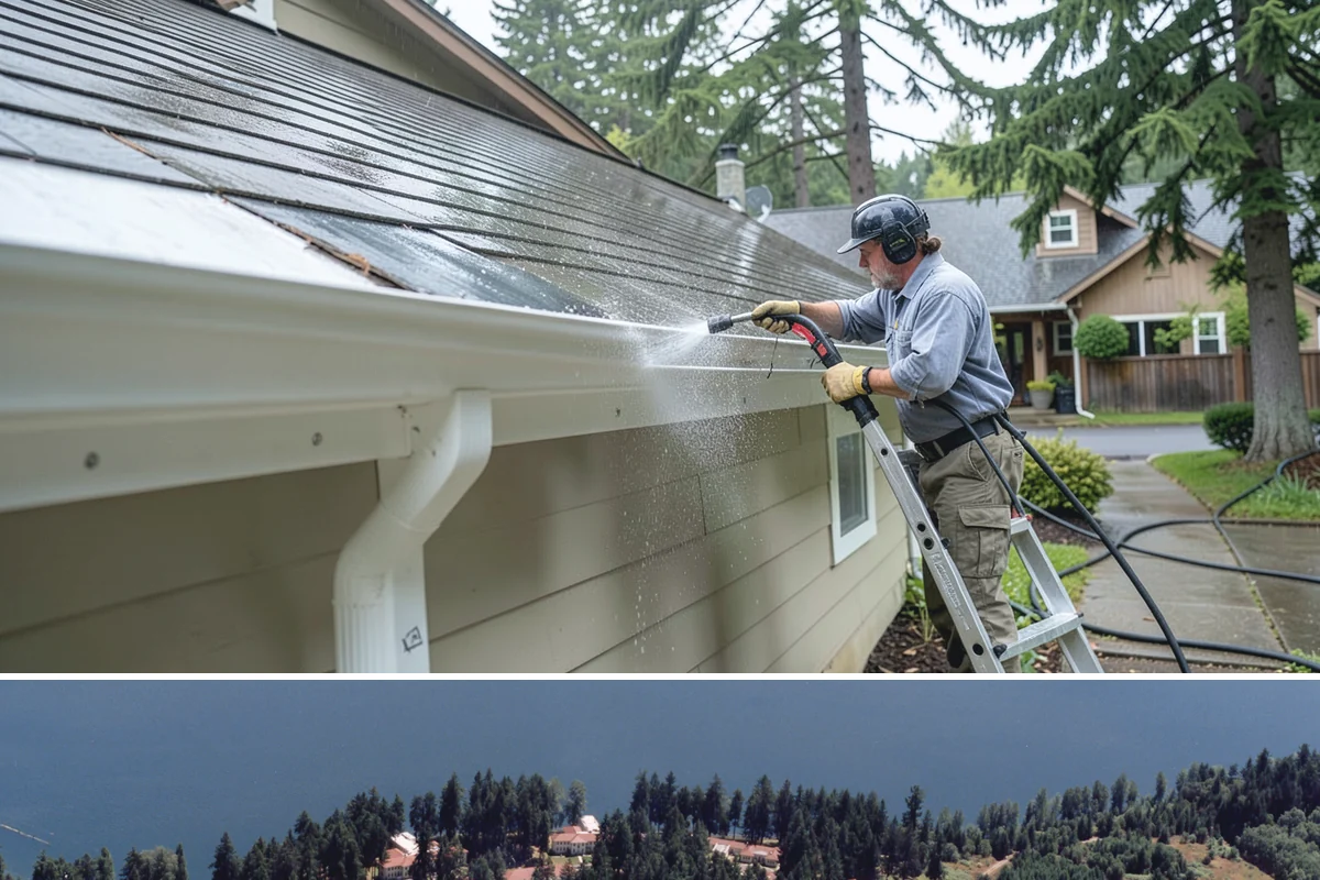 Roof Lichen Removal in Lakewood, Pierce County, WA - Treat lichen during dry summer weather so extended dwell treatments are not diluted by rain.