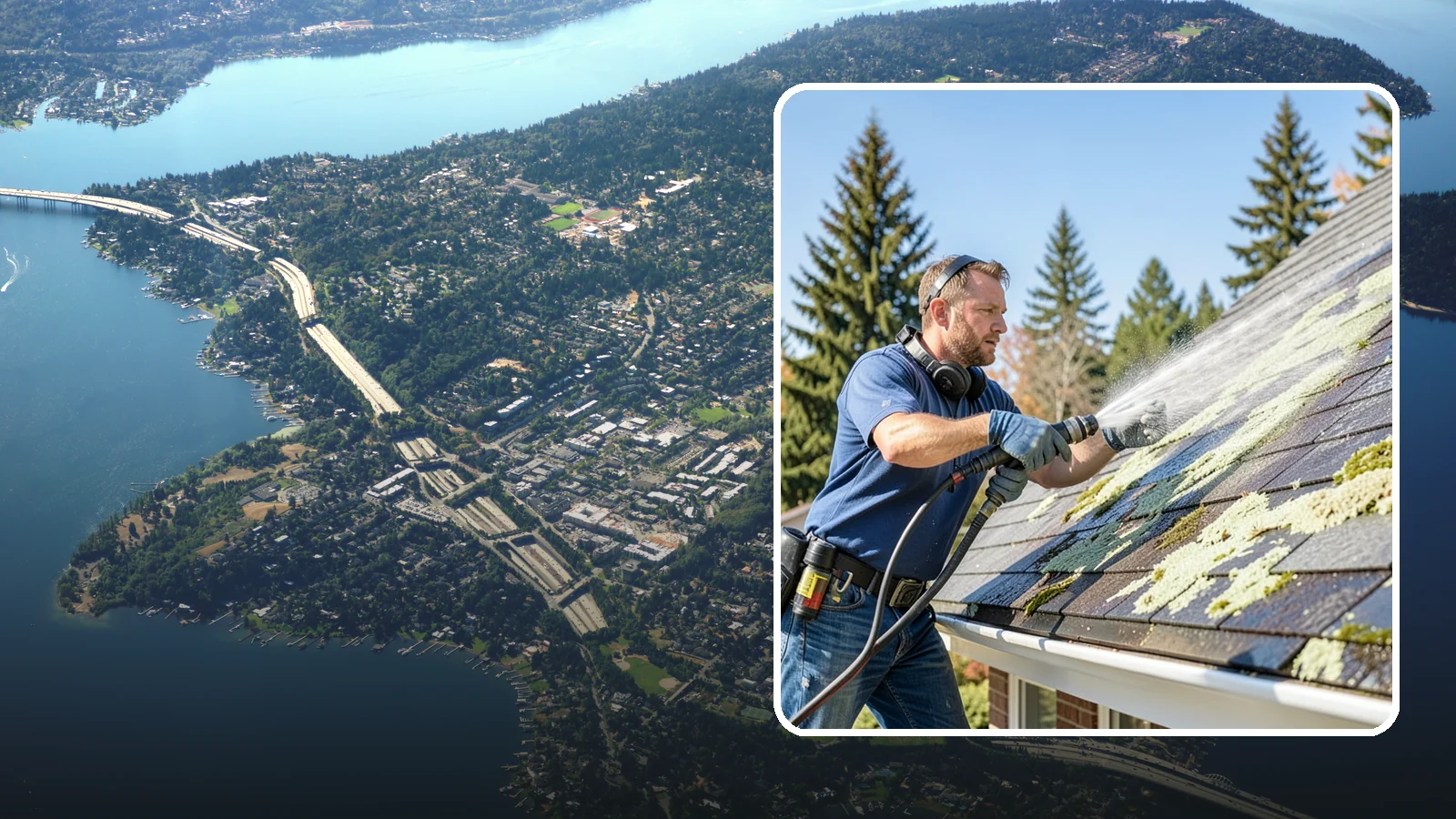 Roof Lichen Removal in Mercer Island, King County, WA - Careful lichen removal that lifts stubborn, root-like growth from Washington roofs without tearing up the surface.