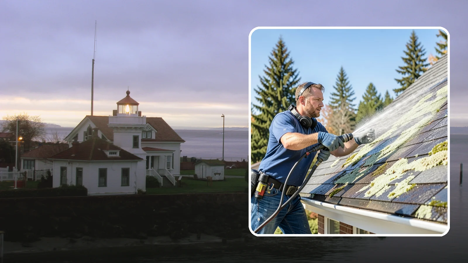 Roof Lichen Removal in Mukilteo, Snohomish County, WA - Careful lichen removal that lifts stubborn, root-like growth from Washington roofs without tearing up the surface.