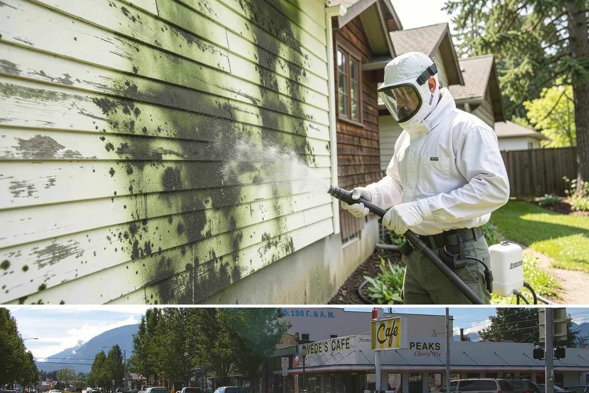 Roof Lichen Removal in North Bend, King County, WA - Treat lichen during dry summer weather so extended dwell treatments are not diluted by rain.