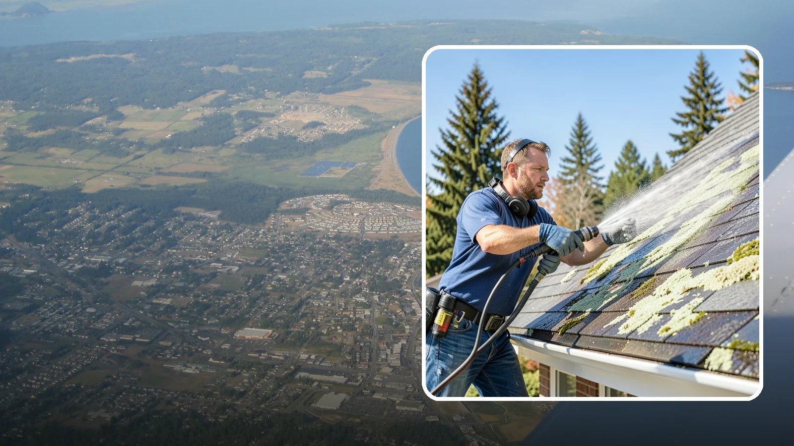 Roof Lichen Removal in Oak Harbor, Island County, WA - Careful lichen removal that lifts stubborn, root-like growth from Washington roofs without tearing up the surface.