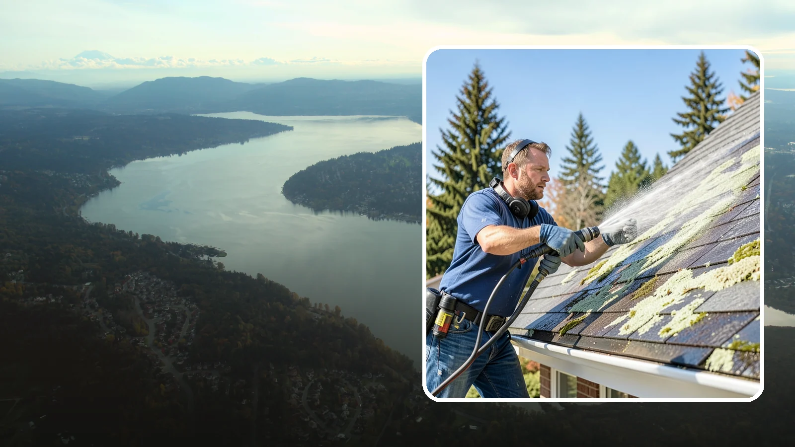 Roof Lichen Removal in Sammamish, King County, WA - Careful lichen removal that lifts stubborn, root-like growth from Washington roofs without tearing up the surface.