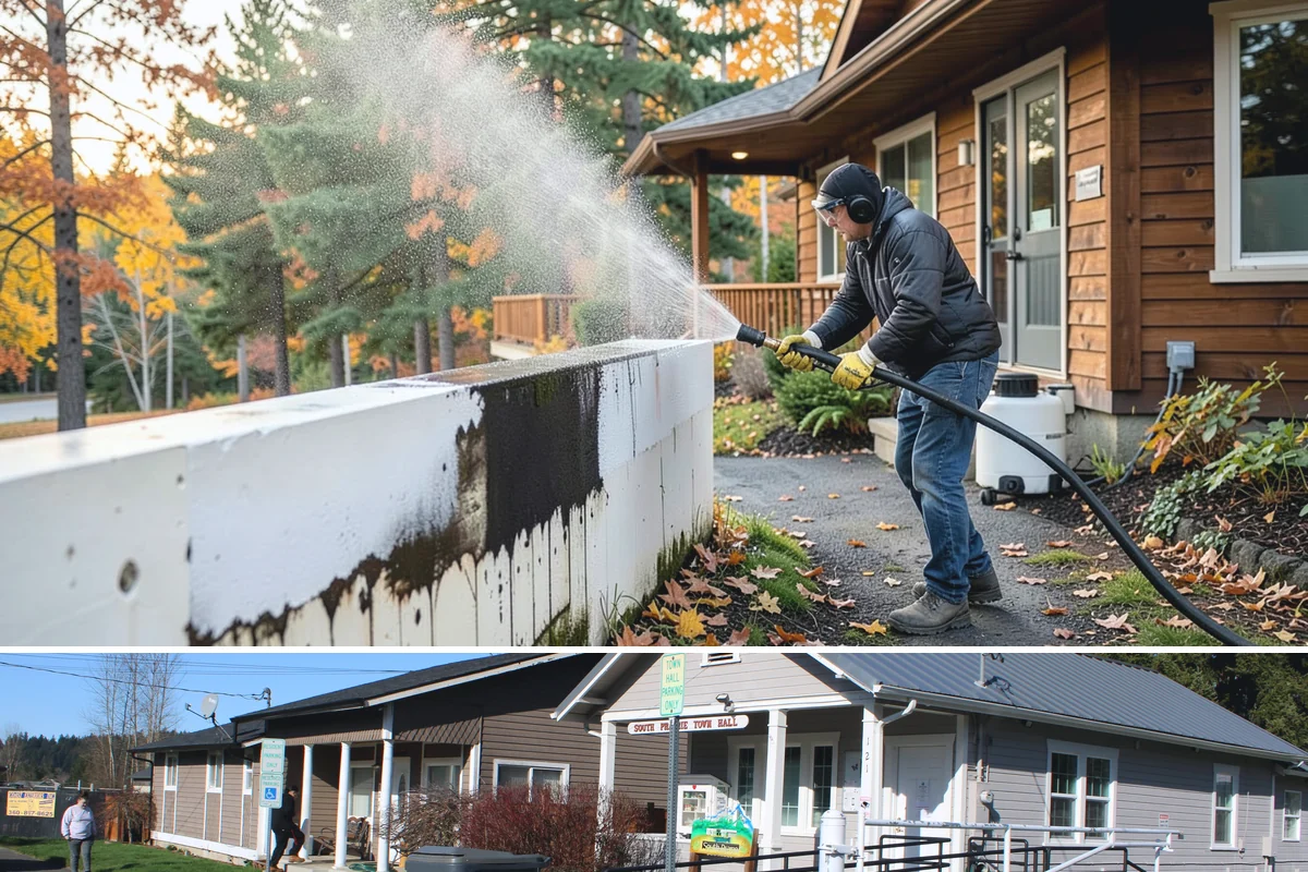 Roof Lichen Removal in South Prairie, Pierce County, WA - Treat lichen during dry summer weather so extended dwell treatments are not diluted by rain.