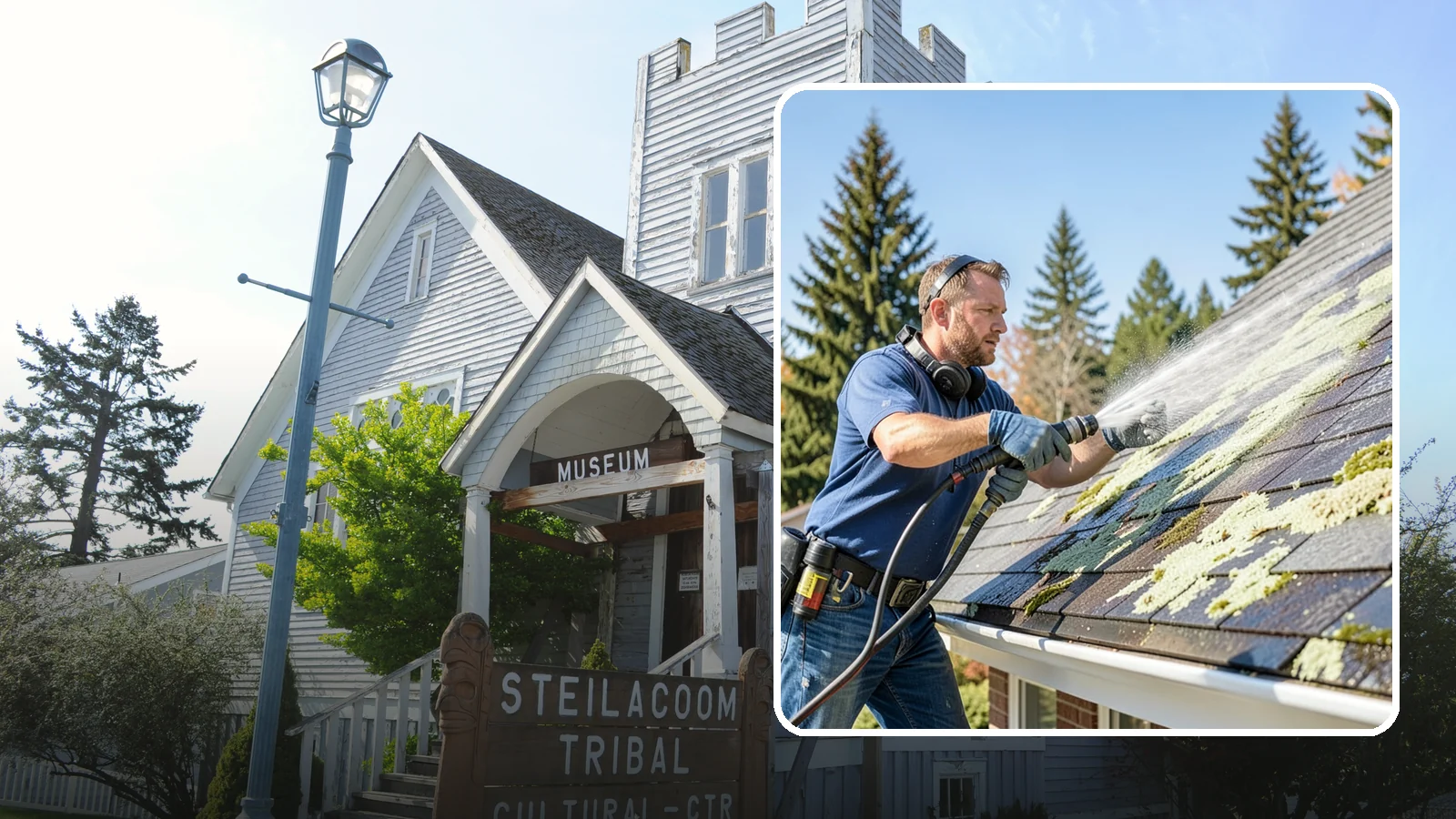 Roof Lichen Removal in Steilacoom, Pierce County, WA - Careful lichen removal that lifts stubborn, root-like growth from Washington roofs without tearing up the surface.