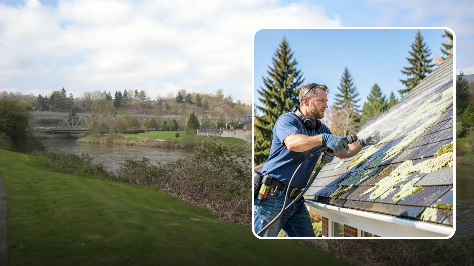 Roof Lichen Removal in Tukwila, King County, WA - Careful lichen removal that lifts stubborn, root-like growth from Washington roofs without tearing up the surface.