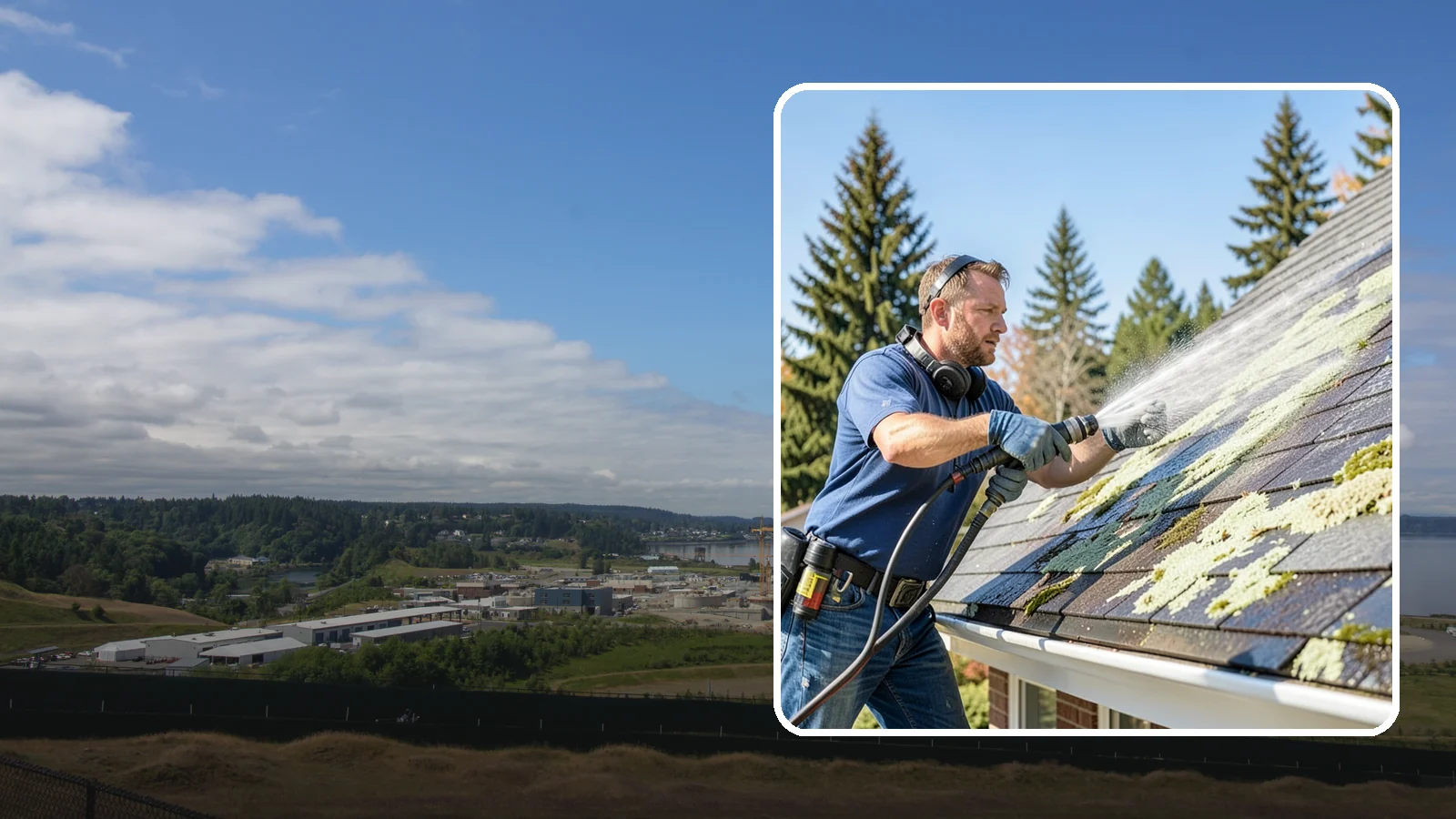 Roof Lichen Removal in University Place, Pierce County, WA - Careful lichen removal that lifts stubborn, root-like growth from Washington roofs without tearing up the surface.