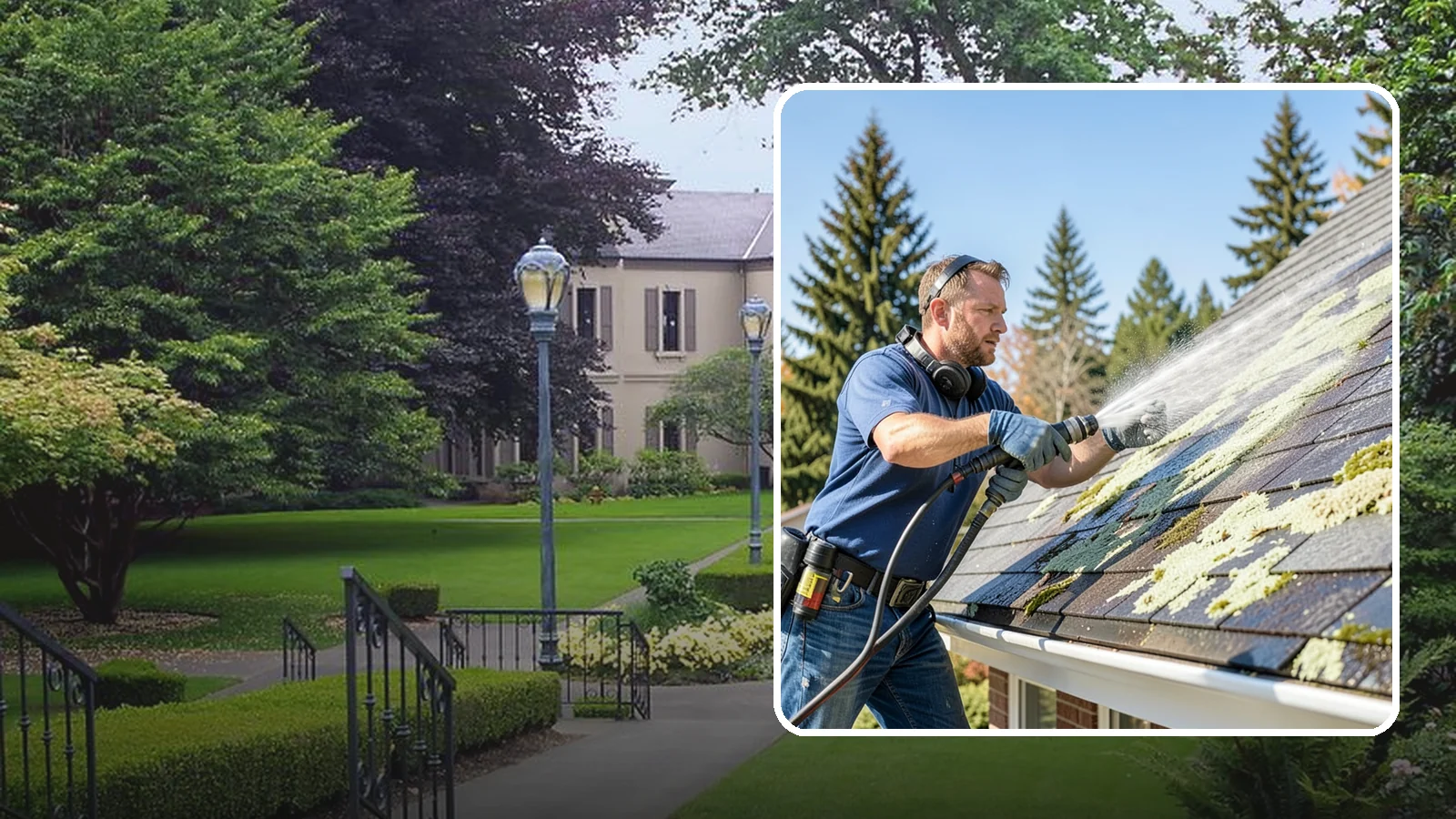 Roof Lichen Removal in Woodinville, King County, WA - Careful lichen removal that lifts stubborn, root-like growth from Washington roofs without tearing up the surface.