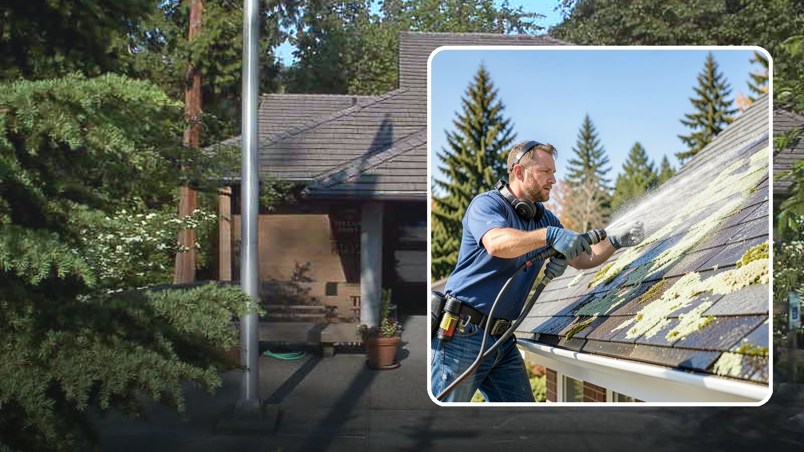 Roof Lichen Removal in Yarrow Point, King County, WA - Careful lichen removal that lifts stubborn, root-like growth from Washington roofs without tearing up the surface.