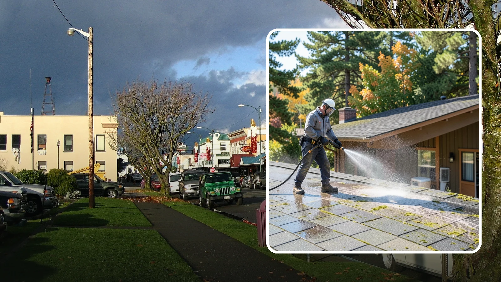 Roof Maintenance Cleaning in Arlington, Snohomish County, WA - A recurring roof maintenance cleaning that keeps moss, algae, and debris in check across Washington's long wet season.
