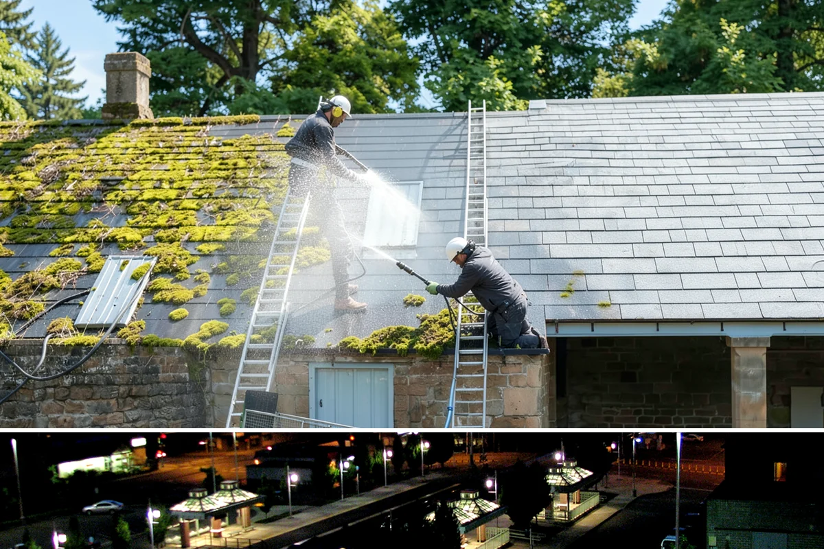 Roof Maintenance Cleaning in Auburn, King County, WA - Twice-yearly visits in spring and fall keep the roof ahead of the region's relentless growth cycle.