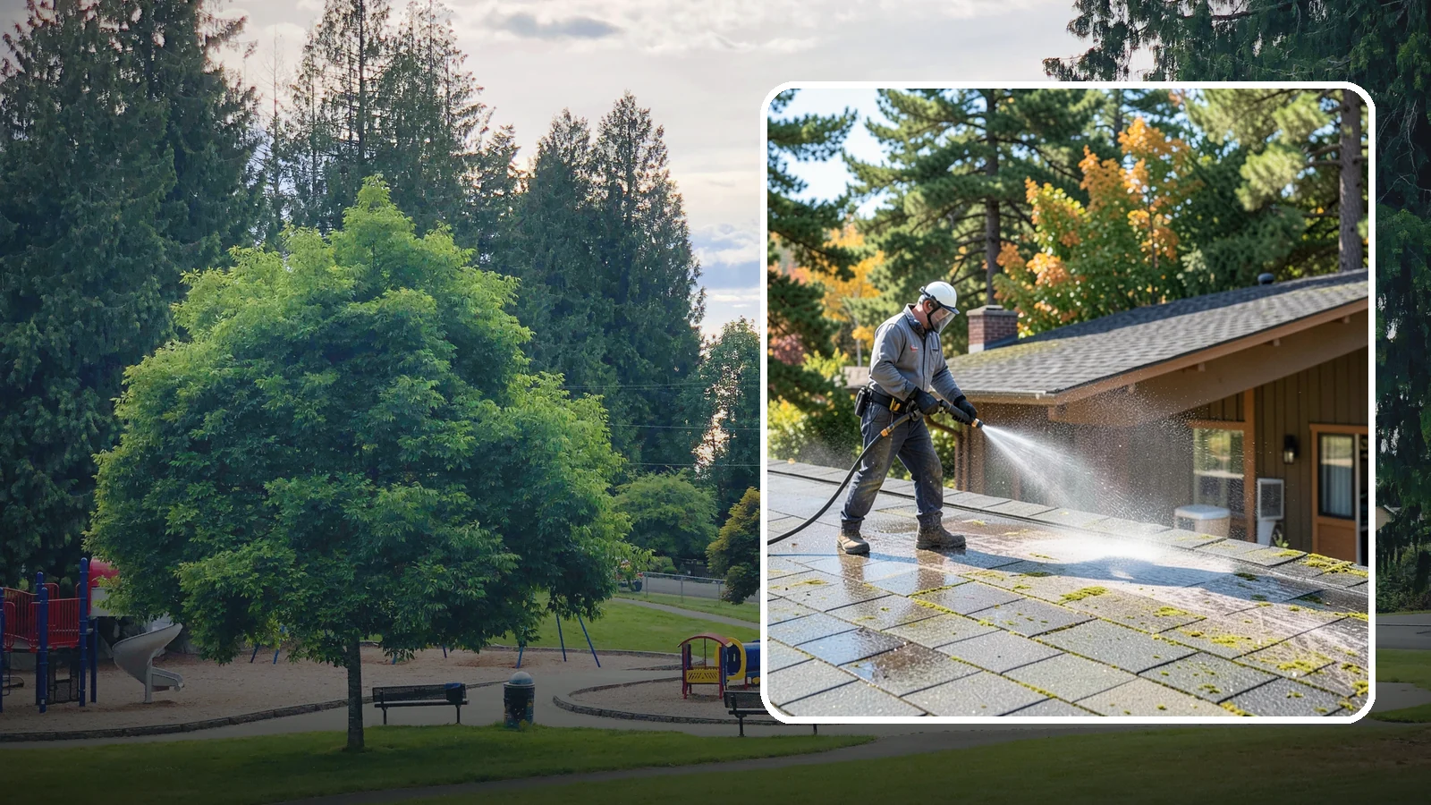 Roof Maintenance Cleaning in Bonney Lake, Pierce County, WA - A recurring roof maintenance cleaning that keeps moss, algae, and debris in check across Washington's long wet season.