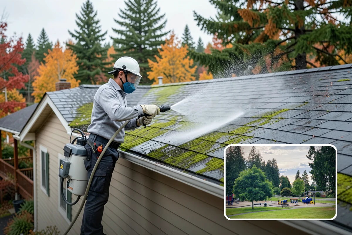 Roof Maintenance Cleaning in Bonney Lake, Pierce County, WA - Keeps moss and algae from re-establishing between deep cleans