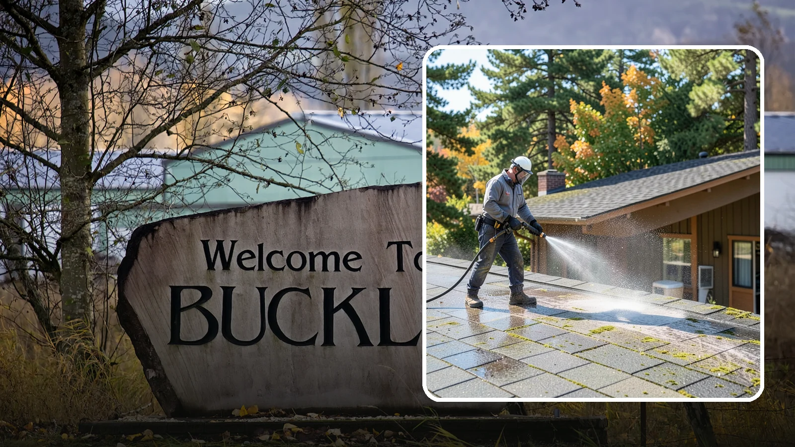 Roof Maintenance Cleaning in Buckley, Pierce County, WA - A recurring roof maintenance cleaning that keeps moss, algae, and debris in check across Washington's long wet season.