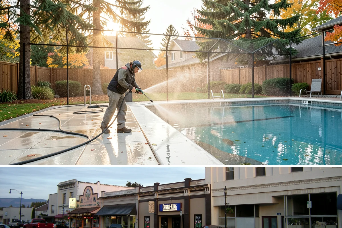 Roof Maintenance Cleaning in Burlington, Skagit County, WA - Twice-yearly visits in spring and fall keep the roof ahead of the region's relentless growth cycle.