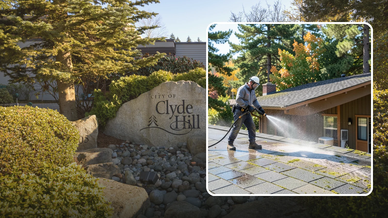 Roof Maintenance Cleaning in Clyde Hill, King County, WA - A recurring roof maintenance cleaning that keeps moss, algae, and debris in check across Washington's long wet season.
