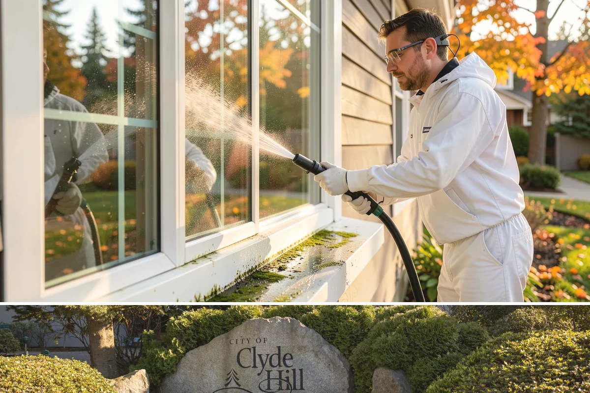 Roof Maintenance Cleaning in Clyde Hill, King County, WA - Twice-yearly visits in spring and fall keep the roof ahead of the region's relentless growth cycle.