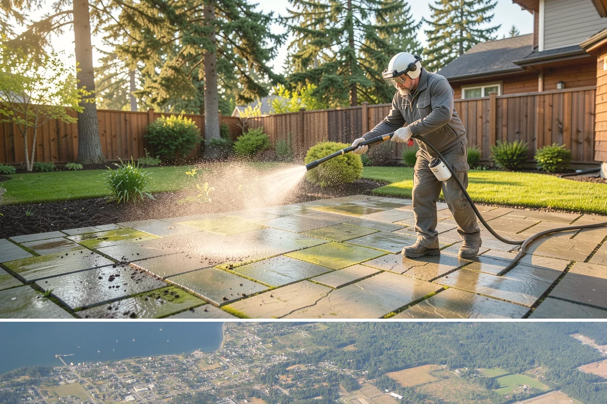 Roof Maintenance Cleaning in Coupeville, Island County, WA - Twice-yearly visits in spring and fall keep the roof ahead of the region's relentless growth cycle.