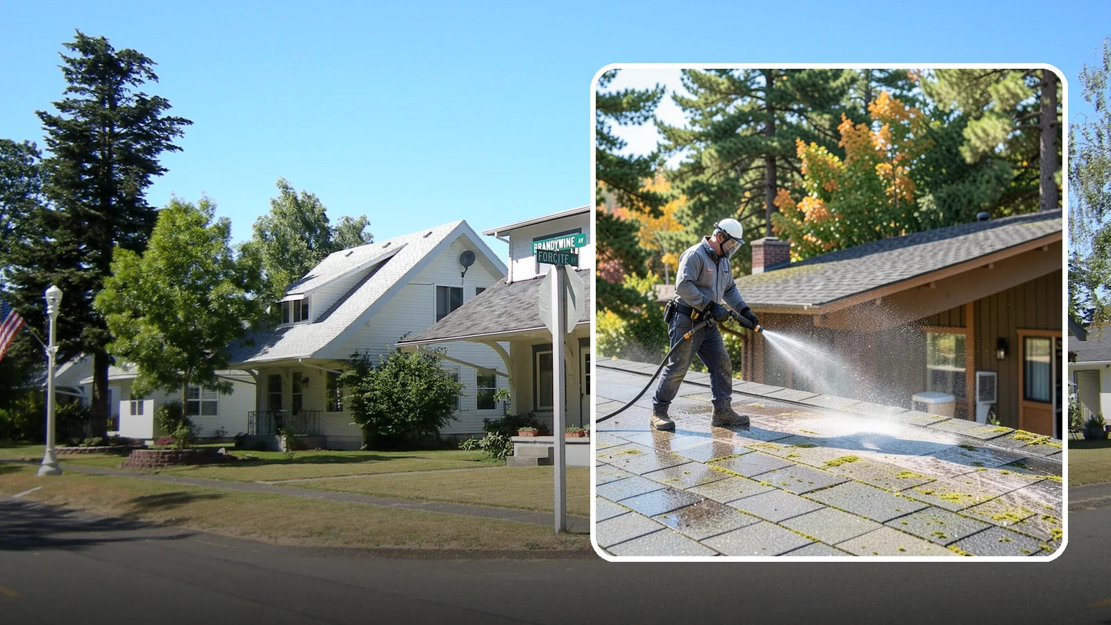 Roof Maintenance Cleaning in DuPont, Pierce County, WA - A recurring roof maintenance cleaning that keeps moss, algae, and debris in check across Washington's long wet season.