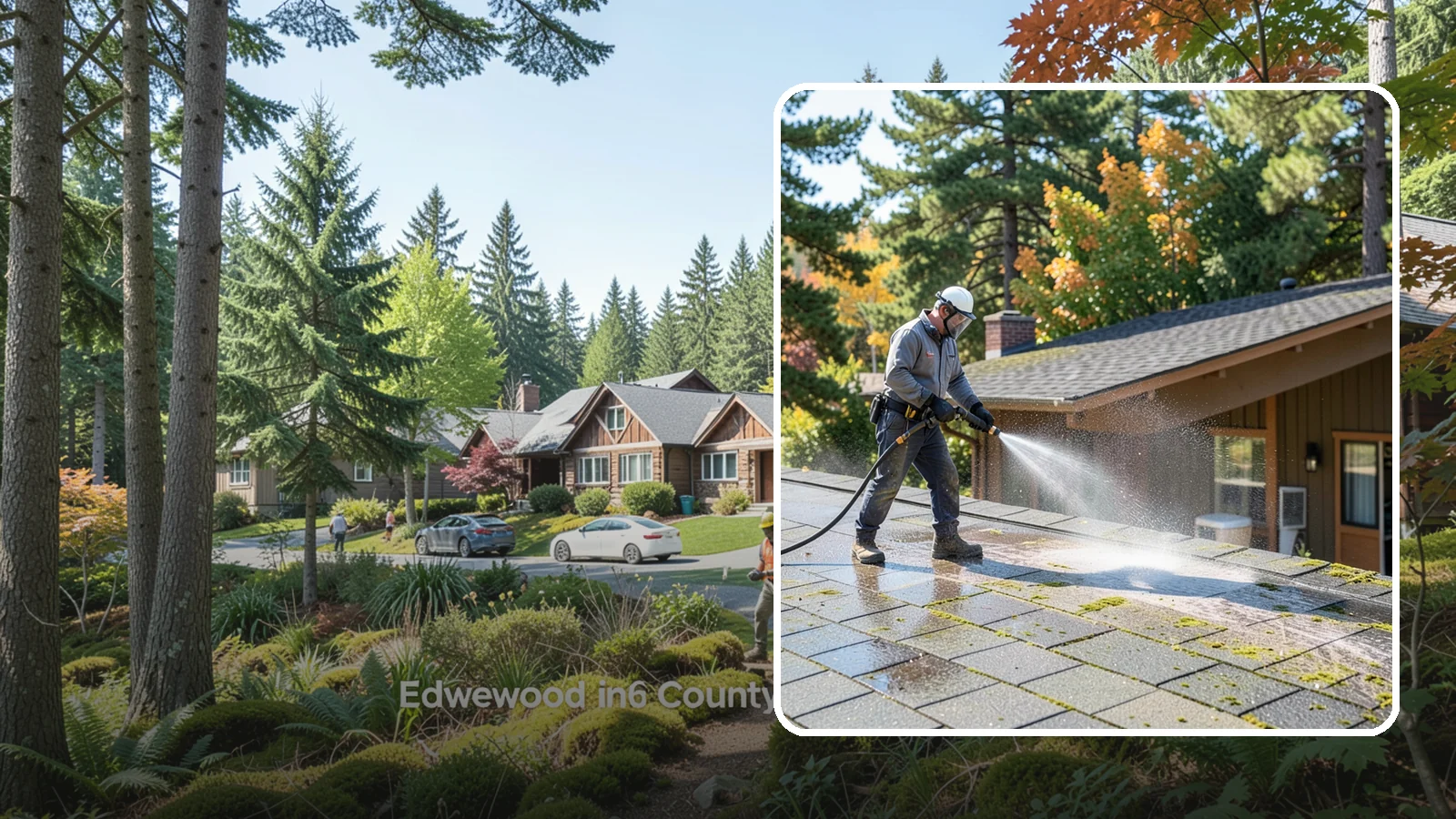 Roof Maintenance Cleaning in Edgewood, Pierce County, WA - A recurring roof maintenance cleaning that keeps moss, algae, and debris in check across Washington's long wet season.