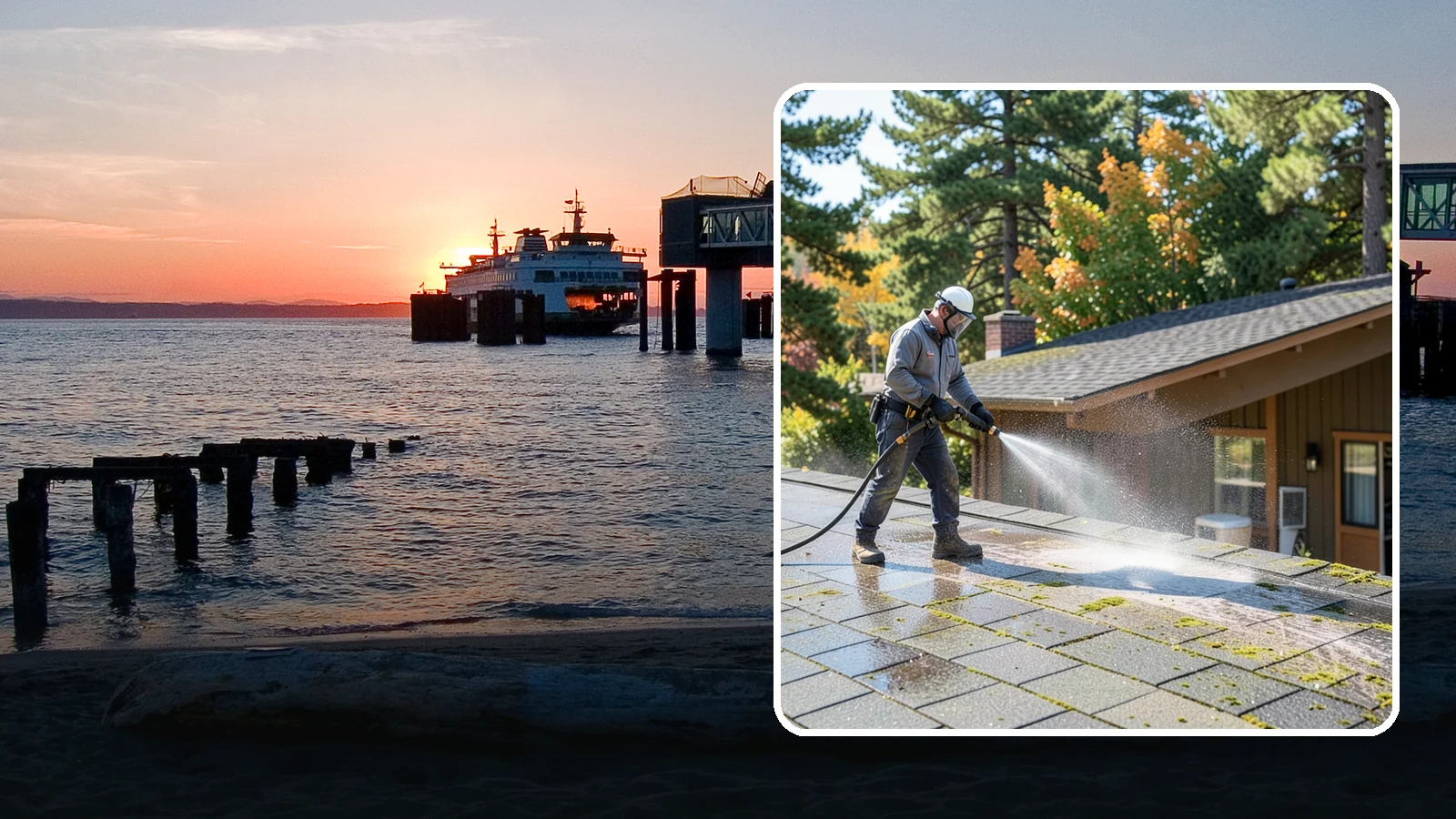 Roof Maintenance Cleaning in Edmonds, Snohomish County, WA - A recurring roof maintenance cleaning that keeps moss, algae, and debris in check across Washington's long wet season.