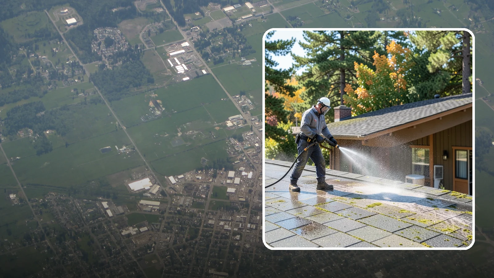 Roof Maintenance Cleaning in Enumclaw, King County, WA - A recurring roof maintenance cleaning that keeps moss, algae, and debris in check across Washington's long wet season.