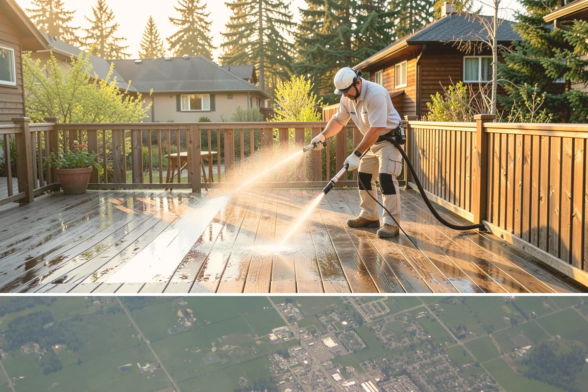 Roof Maintenance Cleaning in Enumclaw, King County, WA - Twice-yearly visits in spring and fall keep the roof ahead of the region's relentless growth cycle.