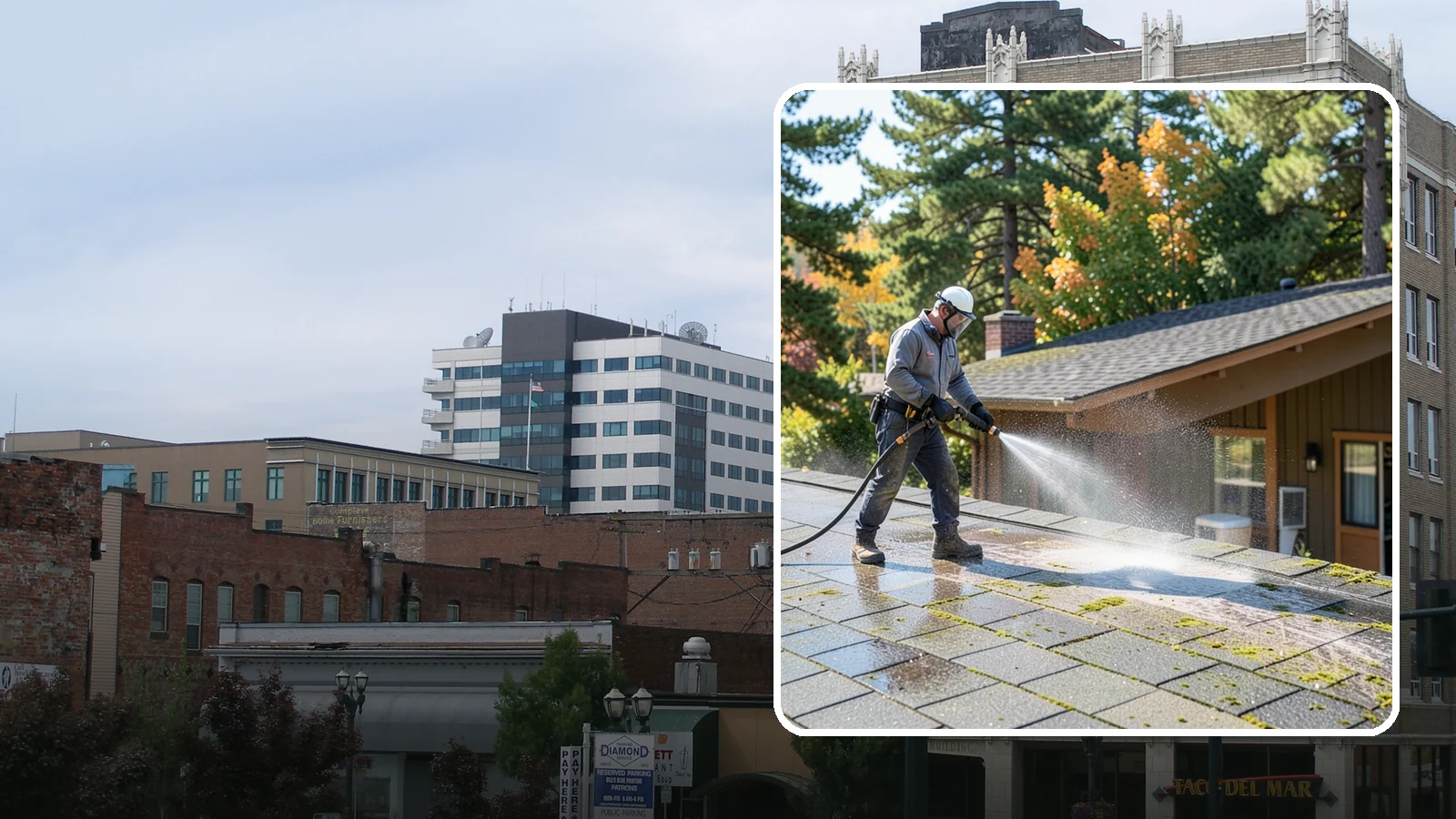 Roof Maintenance Cleaning in Everett, Snohomish County, WA - A recurring roof maintenance cleaning that keeps moss, algae, and debris in check across Washington's long wet season.