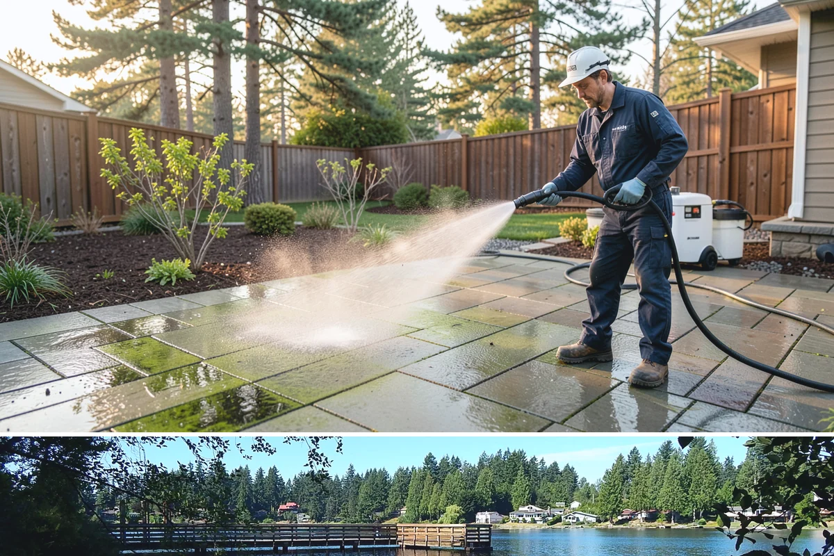 Roof Maintenance Cleaning in Federal Way, King County, WA - Twice-yearly visits in spring and fall keep the roof ahead of the region's relentless growth cycle.