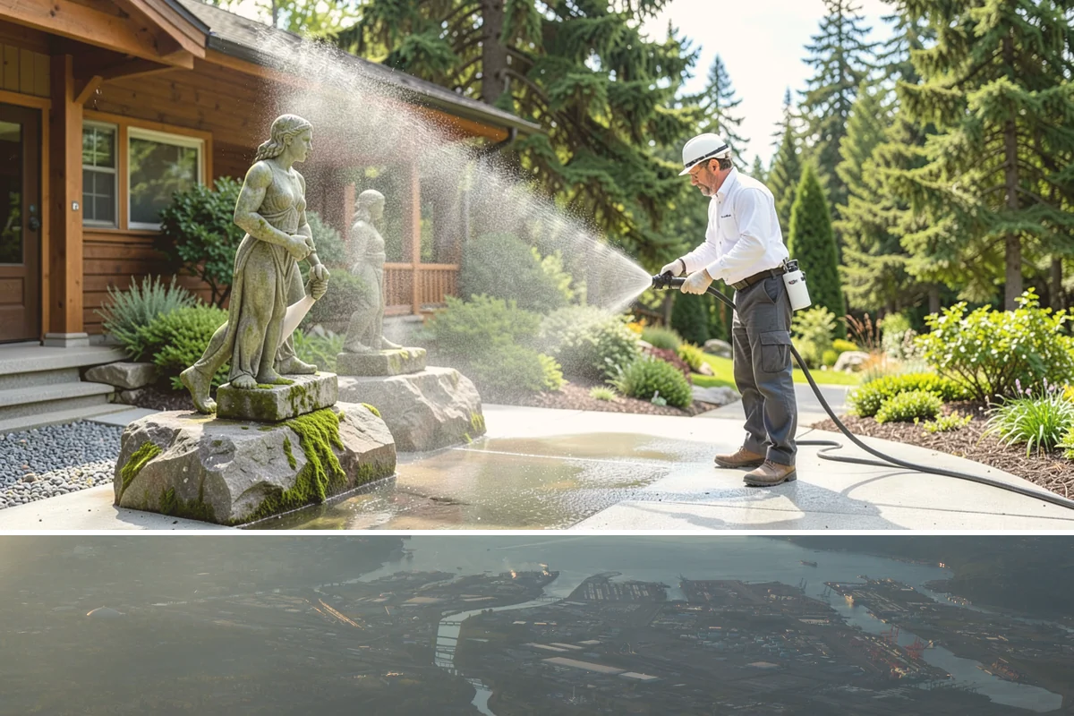 Roof Maintenance Cleaning in Fife, Pierce County, WA - Twice-yearly visits in spring and fall keep the roof ahead of the region's relentless growth cycle.