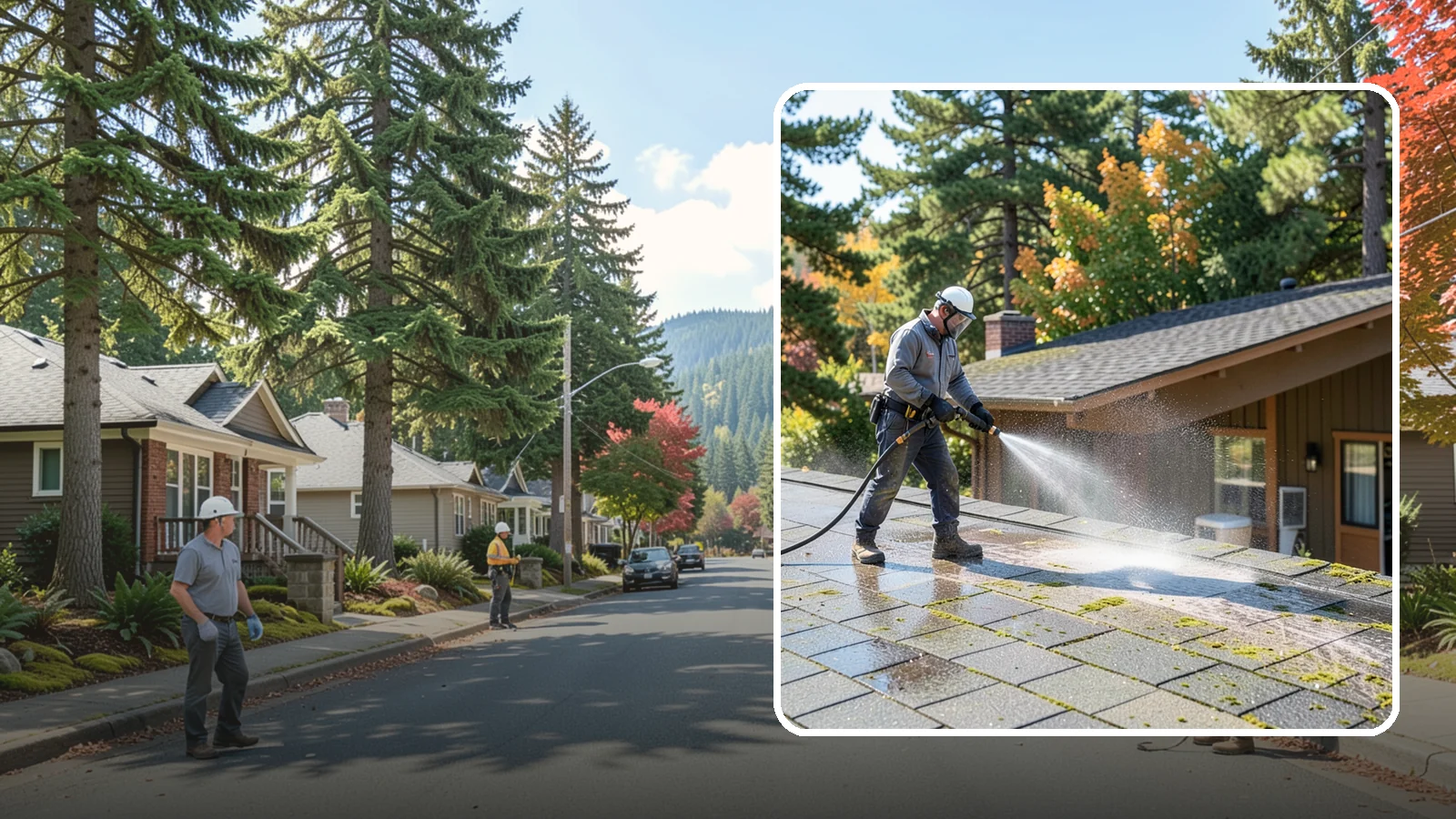 Roof Maintenance Cleaning in Hunts Point, King County, WA - A recurring roof maintenance cleaning that keeps moss, algae, and debris in check across Washington's long wet season.