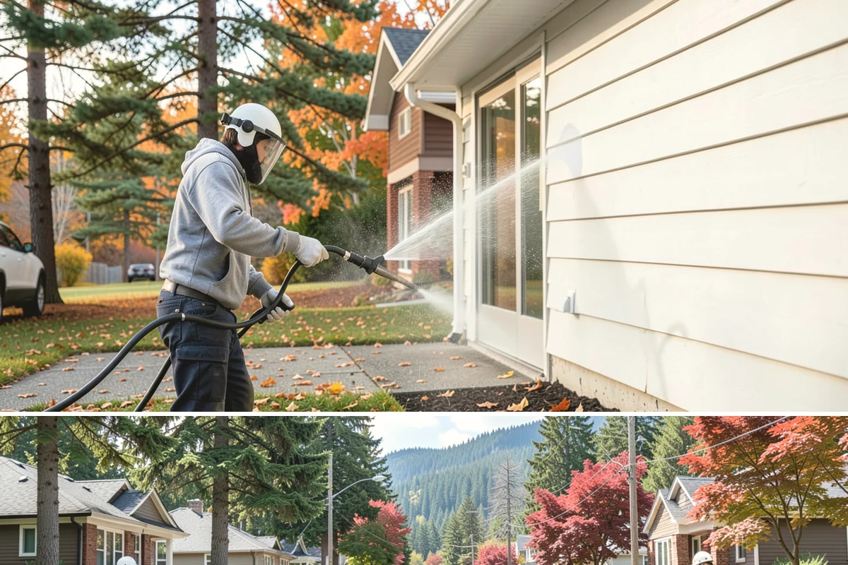 Roof Maintenance Cleaning in Hunts Point, King County, WA - Twice-yearly visits in spring and fall keep the roof ahead of the region's relentless growth cycle.