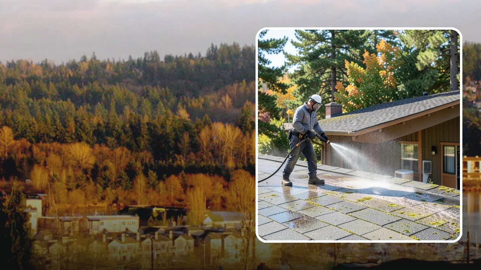 Roof Maintenance Cleaning in Kenmore, King County, WA - A recurring roof maintenance cleaning that keeps moss, algae, and debris in check across Washington's long wet season.