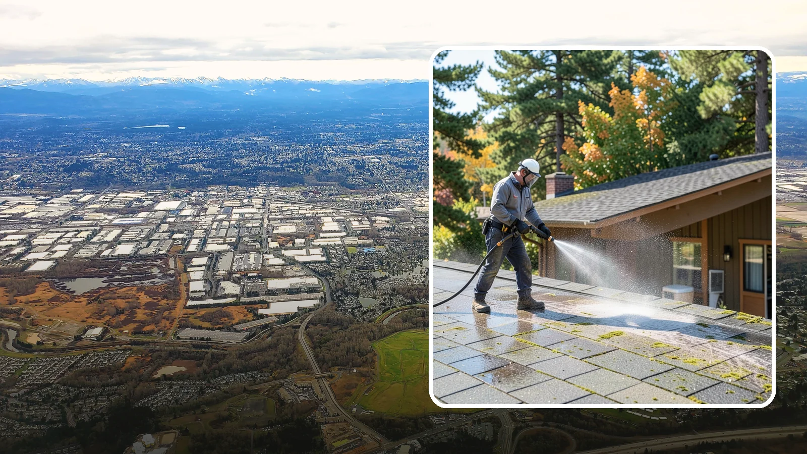 Roof Maintenance Cleaning in Kent, King County, WA - A recurring roof maintenance cleaning that keeps moss, algae, and debris in check across Washington's long wet season.
