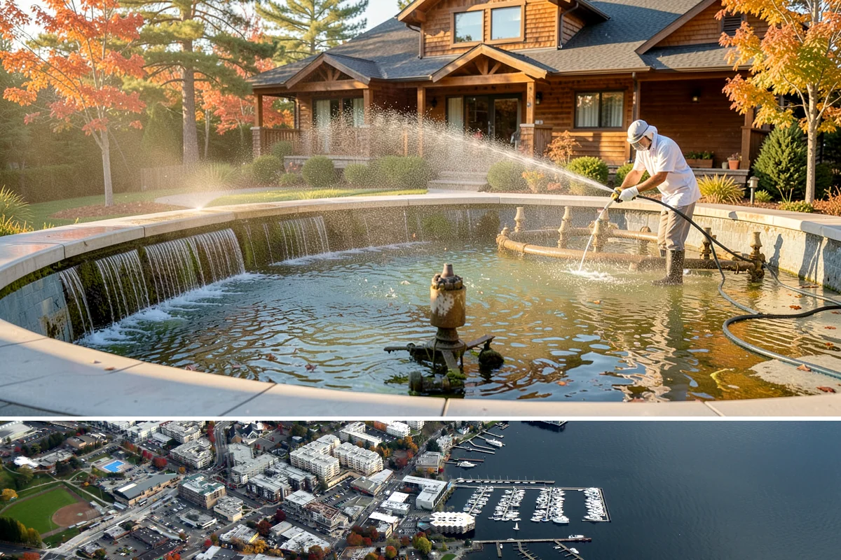 Roof Maintenance Cleaning in Kirkland, King County, WA - Twice-yearly visits in spring and fall keep the roof ahead of the region's relentless growth cycle.
