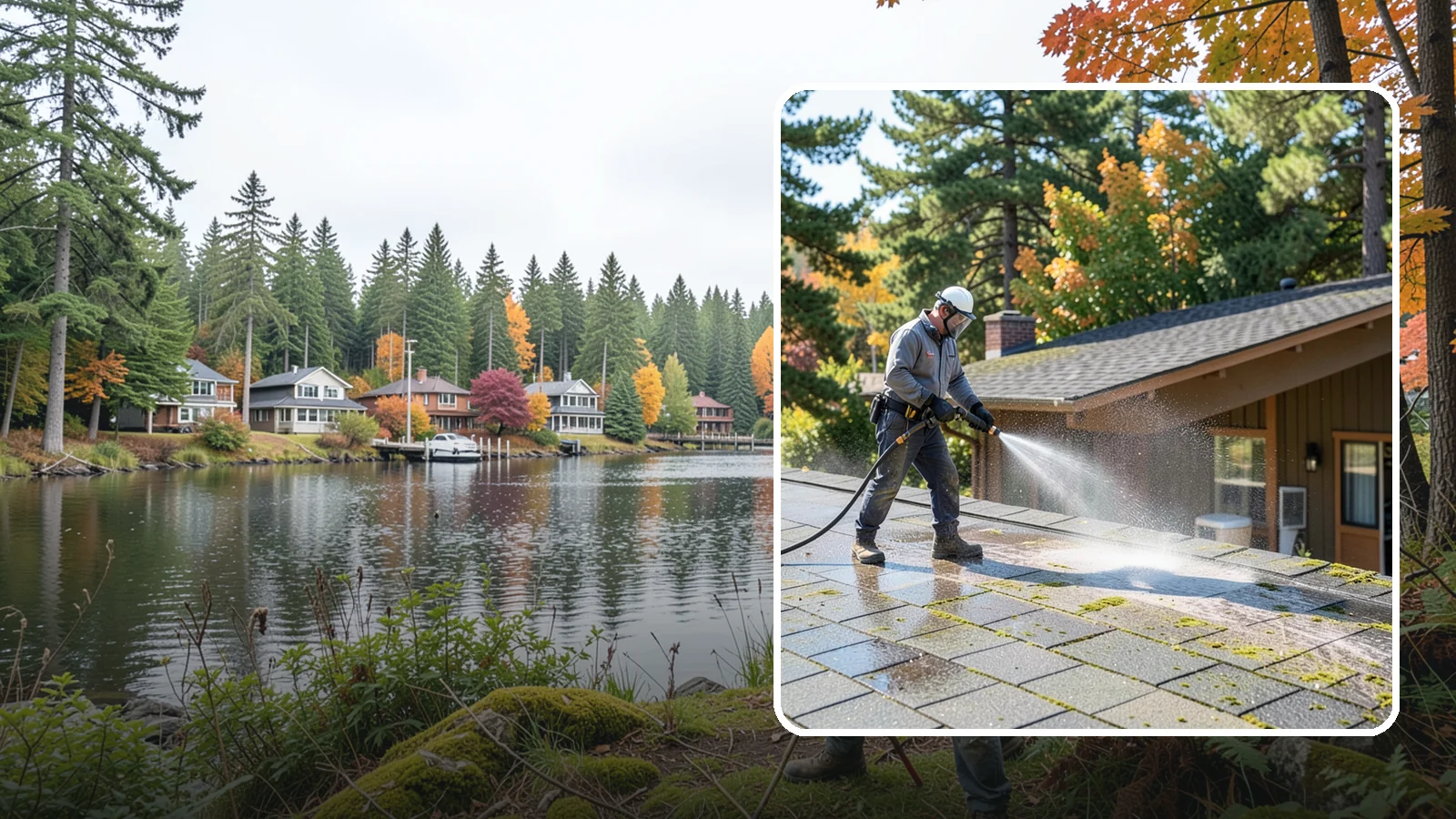 Roof Maintenance Cleaning in La Conner, Skagit County, WA - A recurring roof maintenance cleaning that keeps moss, algae, and debris in check across Washington's long wet season.