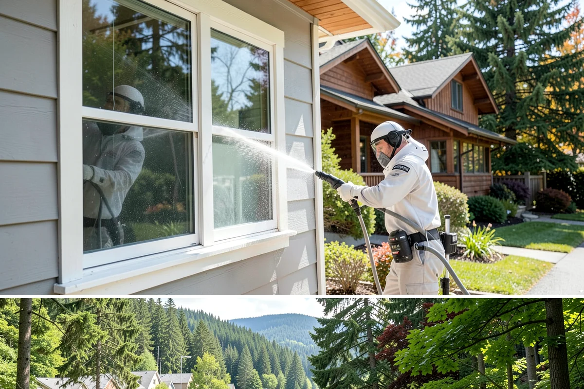 Roof Maintenance Cleaning in Lake Forest Park, King County, WA - Twice-yearly visits in spring and fall keep the roof ahead of the region's relentless growth cycle.