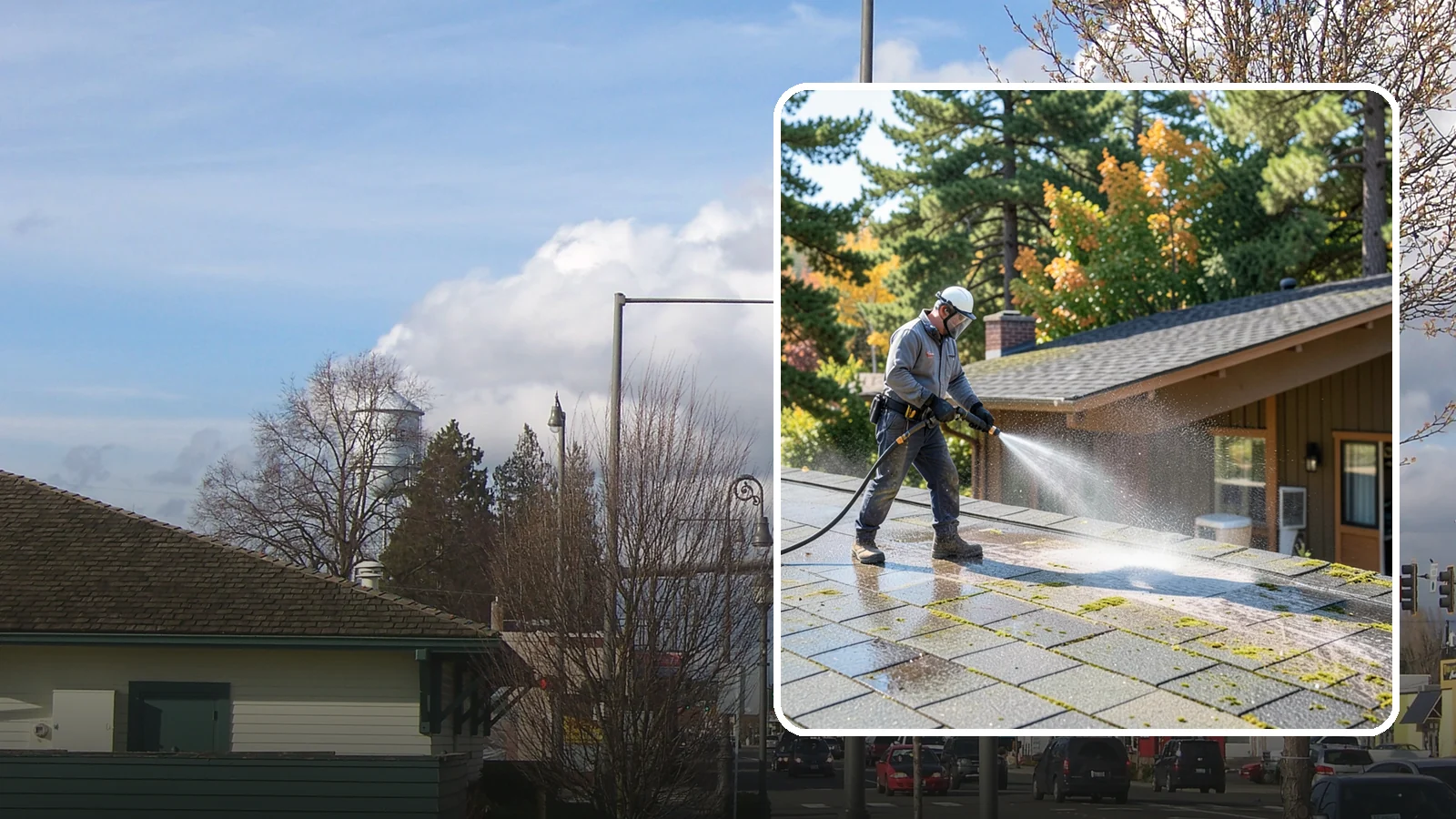 Roof Maintenance Cleaning in Marysville, Snohomish County, WA - A recurring roof maintenance cleaning that keeps moss, algae, and debris in check across Washington's long wet season.