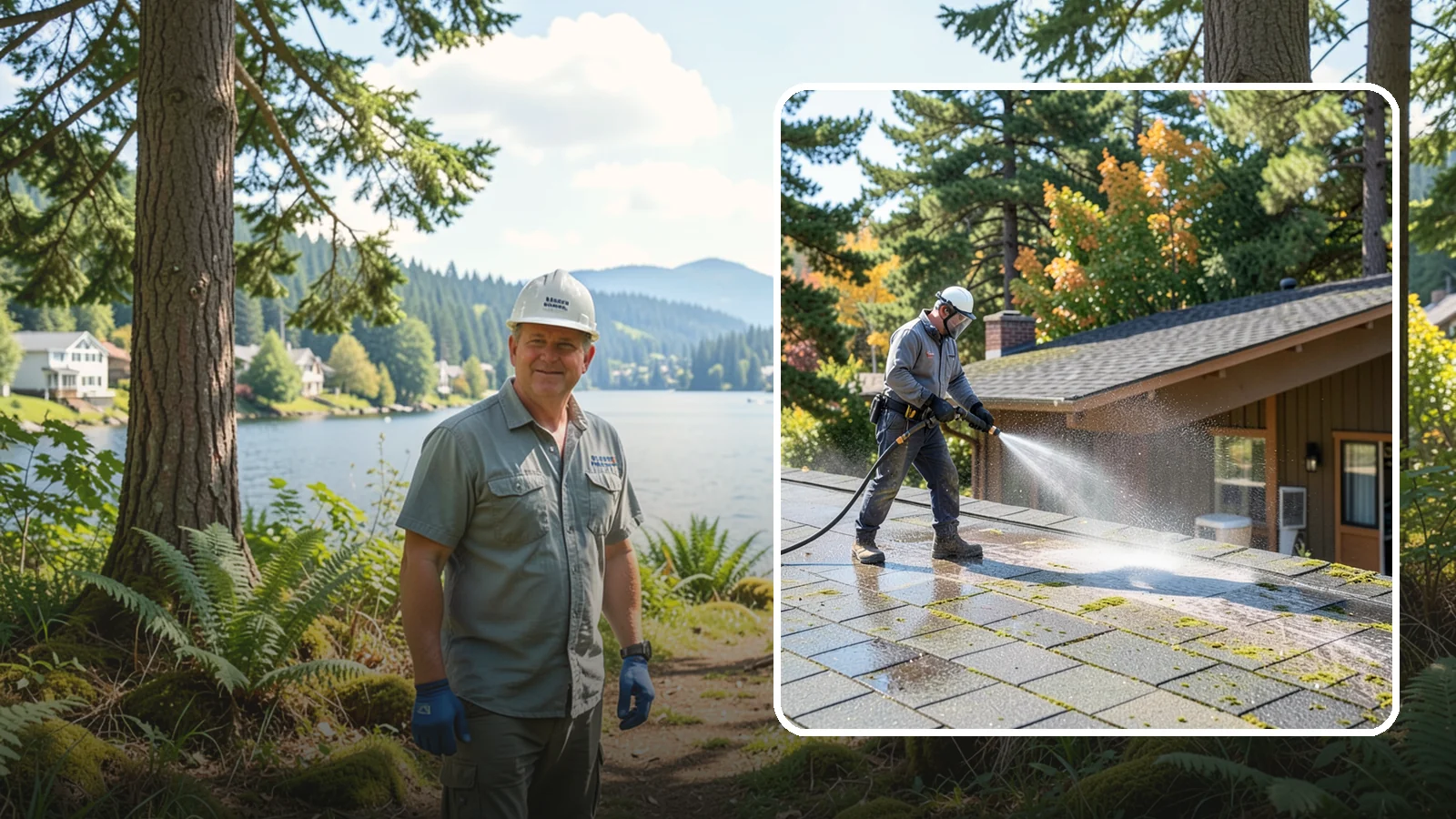 Roof Maintenance Cleaning in Milton, King County, WA - A recurring roof maintenance cleaning that keeps moss, algae, and debris in check across Washington's long wet season.