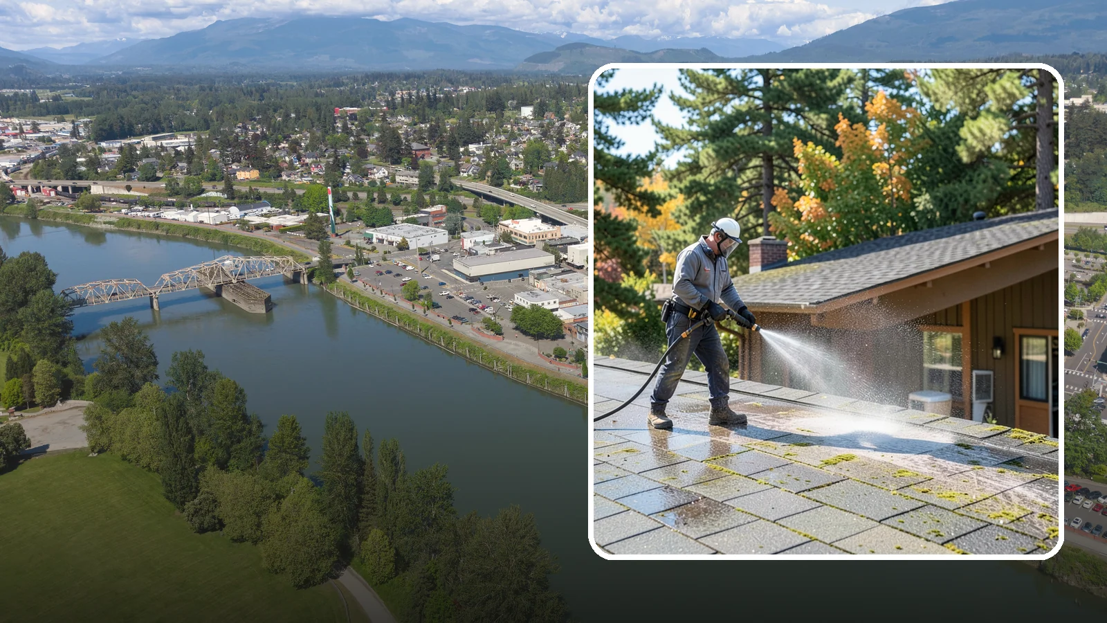 Roof Maintenance Cleaning in Mount Vernon, Skagit County, WA - A recurring roof maintenance cleaning that keeps moss, algae, and debris in check across Washington's long wet season.