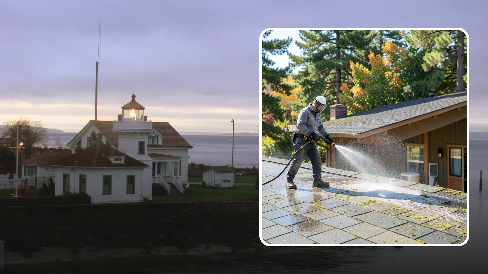 Roof Maintenance Cleaning in Mukilteo, Snohomish County, WA - A recurring roof maintenance cleaning that keeps moss, algae, and debris in check across Washington's long wet season.