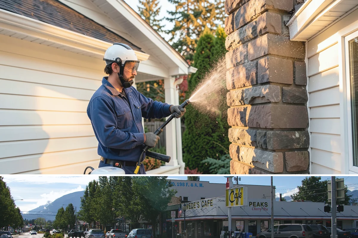 Roof Maintenance Cleaning in North Bend, King County, WA - Twice-yearly visits in spring and fall keep the roof ahead of the region's relentless growth cycle.