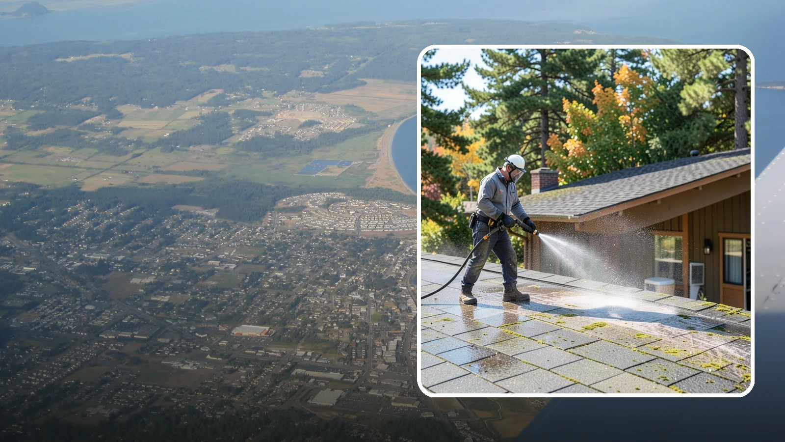 Roof Maintenance Cleaning in Oak Harbor, Island County, WA - A recurring roof maintenance cleaning that keeps moss, algae, and debris in check across Washington's long wet season.