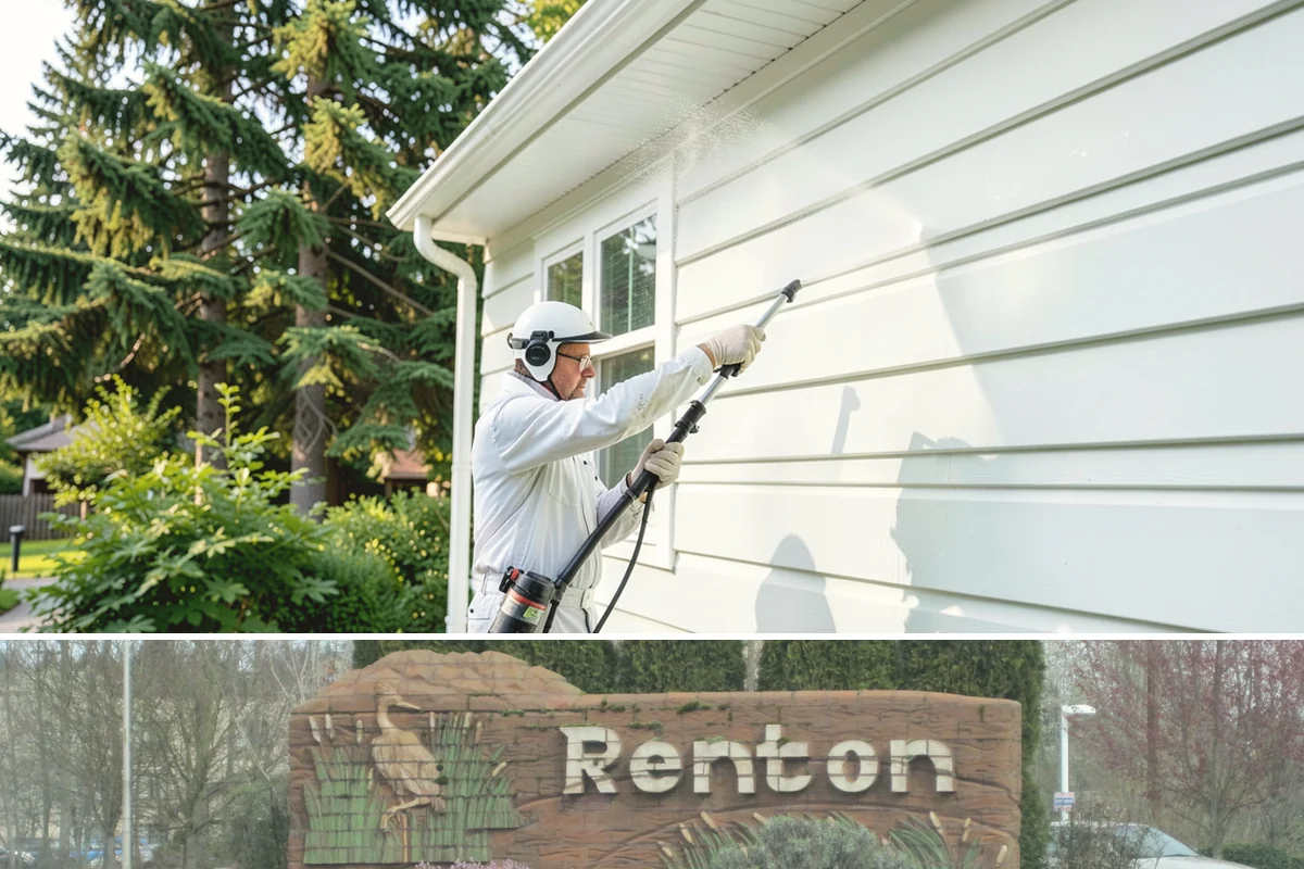Roof Maintenance Cleaning in Renton, King County, WA - Twice-yearly visits in spring and fall keep the roof ahead of the region's relentless growth cycle.