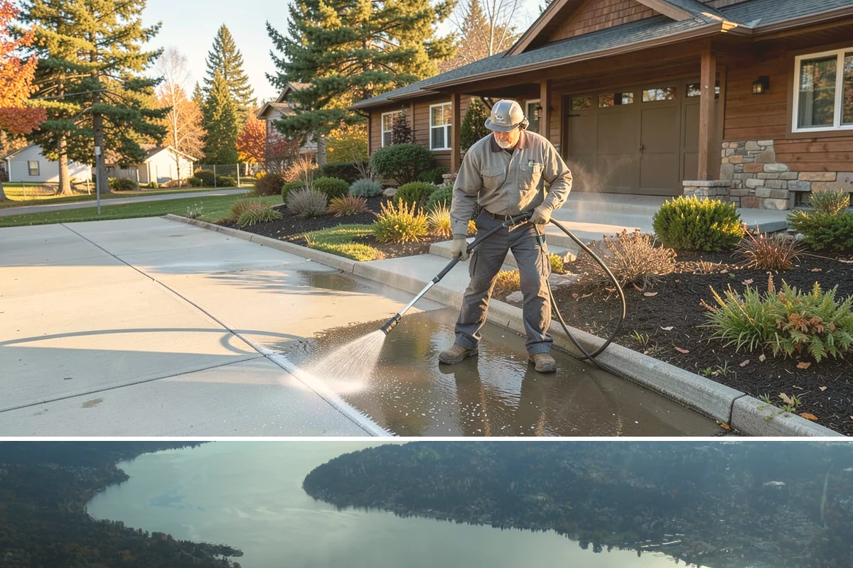 Roof Maintenance Cleaning in Sammamish, King County, WA - Twice-yearly visits in spring and fall keep the roof ahead of the region's relentless growth cycle.