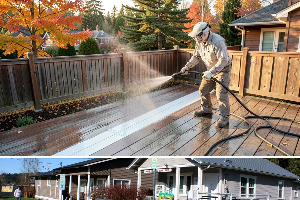 Roof Maintenance Cleaning in South Prairie, Pierce County, WA - Twice-yearly visits in spring and fall keep the roof ahead of the region's relentless growth cycle.