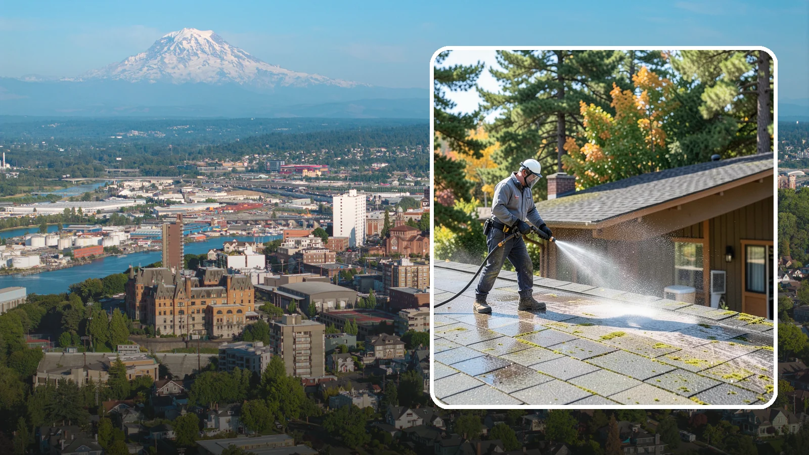 Roof Maintenance Cleaning in Tacoma, Pierce County, WA - A recurring roof maintenance cleaning that keeps moss, algae, and debris in check across Washington's long wet season.
