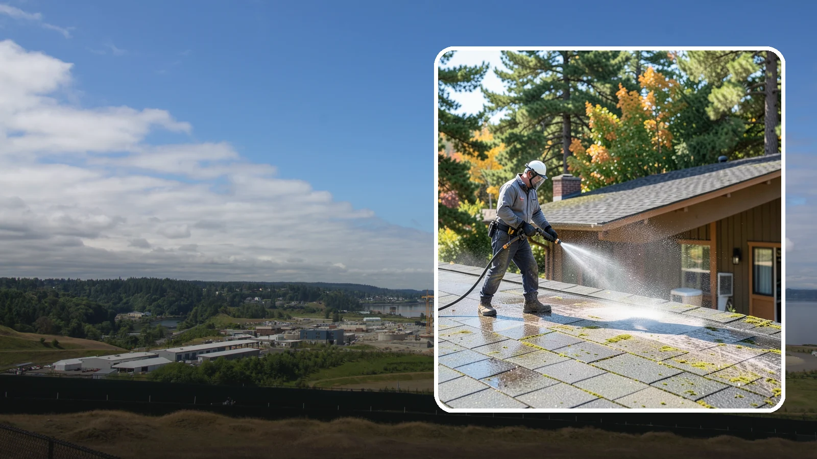 Roof Maintenance Cleaning in University Place, Pierce County, WA - A recurring roof maintenance cleaning that keeps moss, algae, and debris in check across Washington's long wet season.