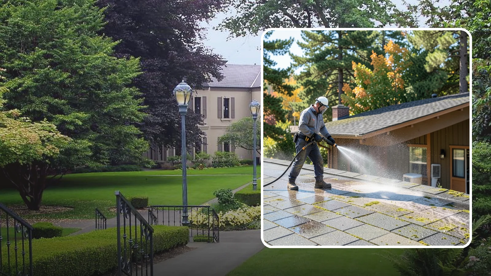 Roof Maintenance Cleaning in Woodinville, King County, WA - A recurring roof maintenance cleaning that keeps moss, algae, and debris in check across Washington's long wet season.