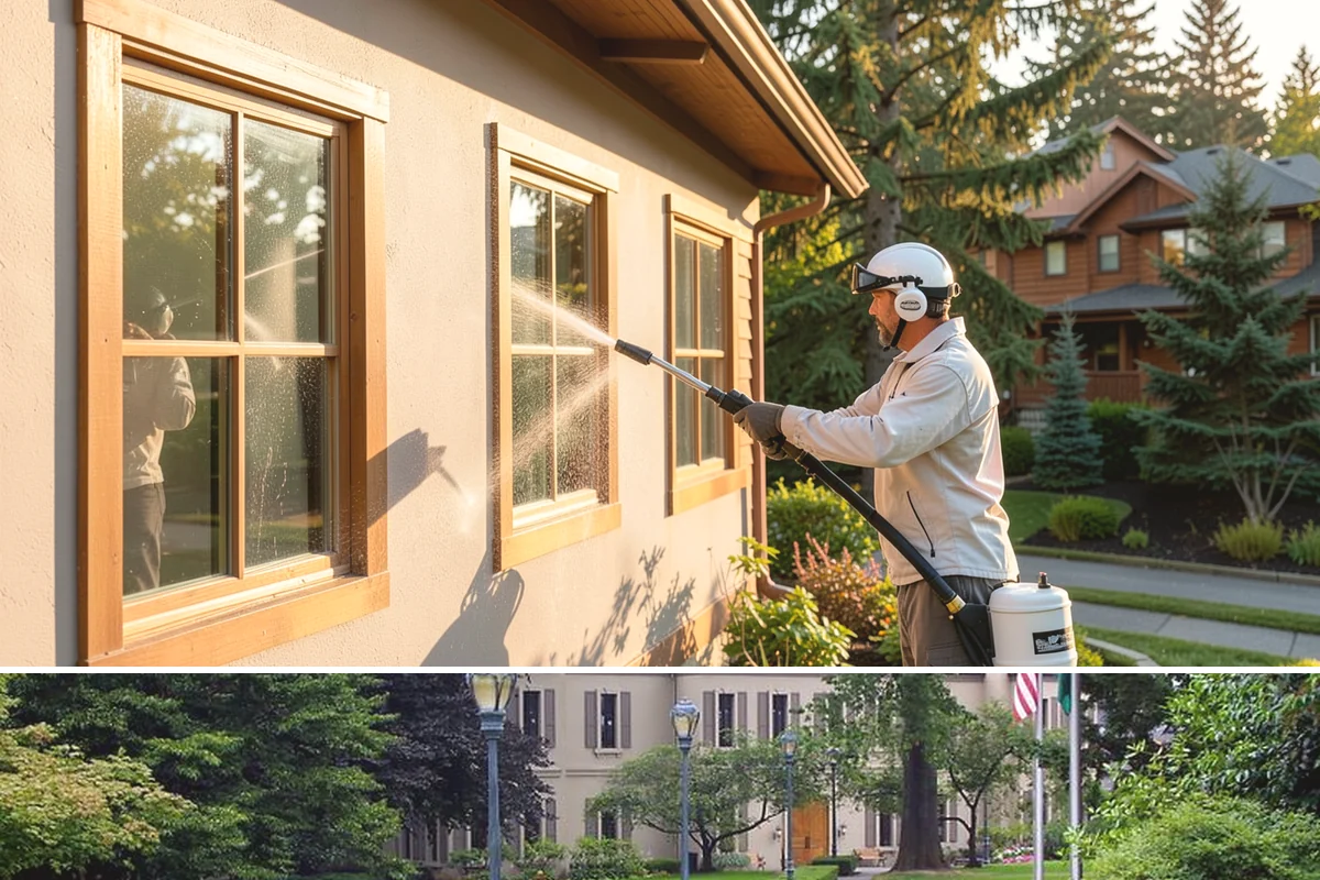 Roof Maintenance Cleaning in Woodinville, King County, WA - Twice-yearly visits in spring and fall keep the roof ahead of the region's relentless growth cycle.